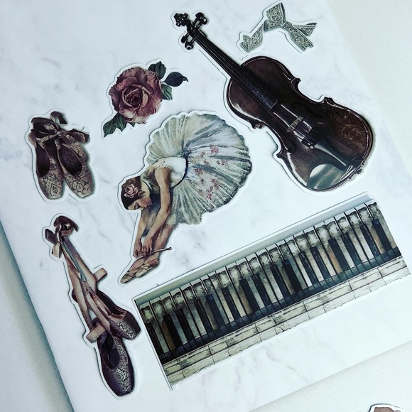 Elegant Ballet Dancer, Recital Outfits, Violin, Piano & Flowers, 34 Stickers - Picture 6 of 15